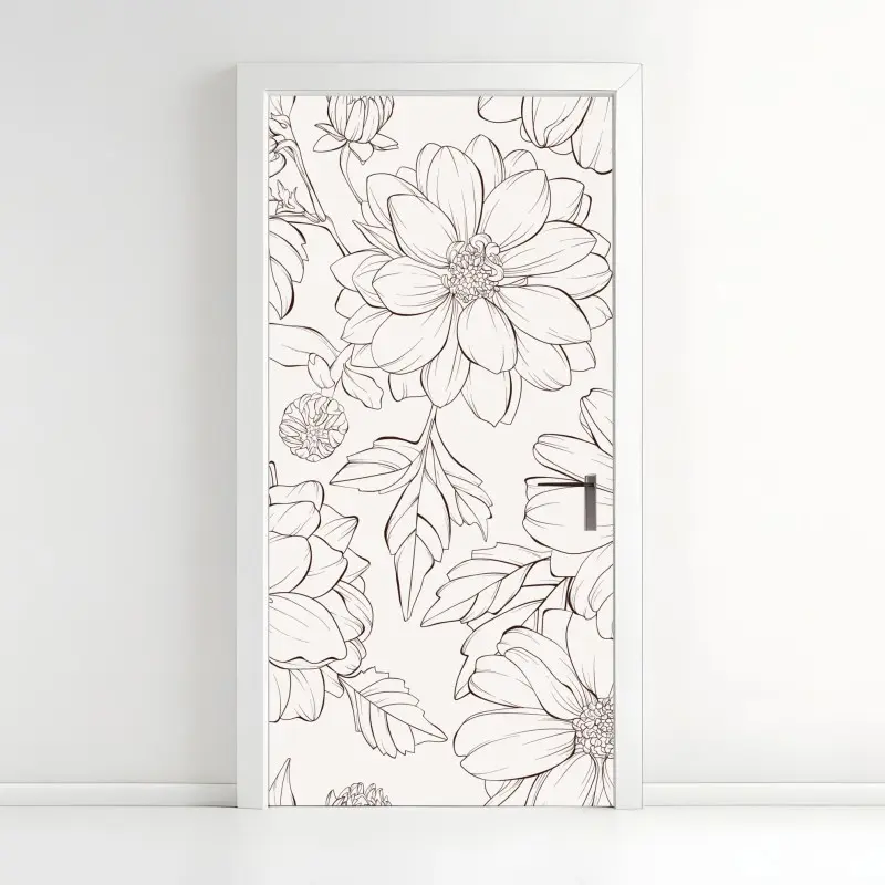 Türaufkleber zartes botanisches blumenmuster
