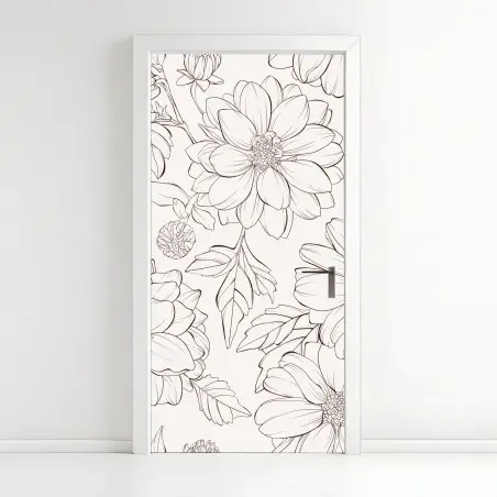 Türaufkleber zartes botanisches blumenmuster – Pixers®