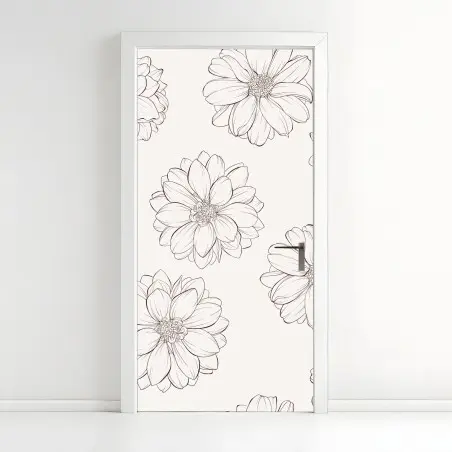 Türaufkleber zartes blumenmuster in beige – Pixers®