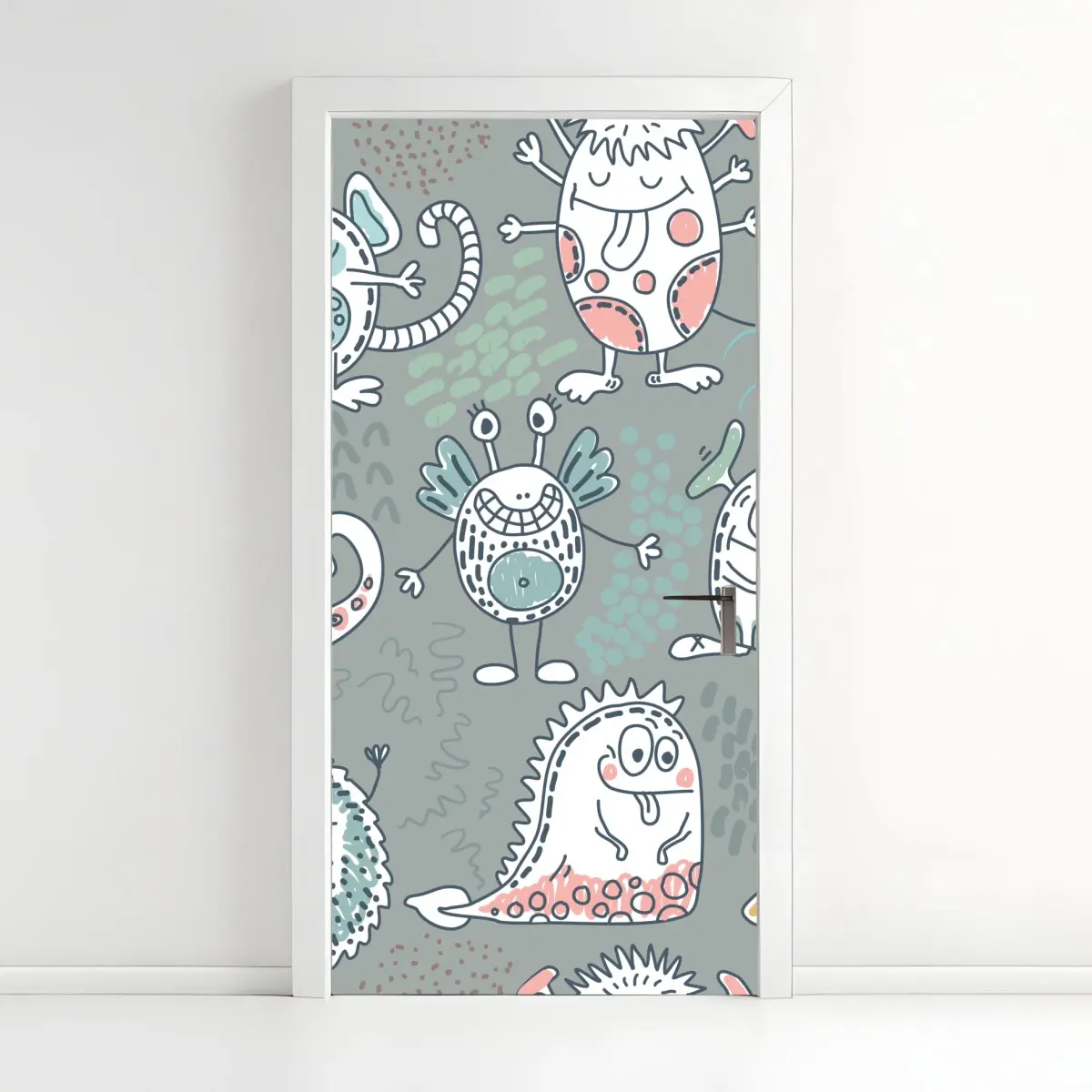 Türaufkleber verspieltes pastellmonster-muster – Pixers®
