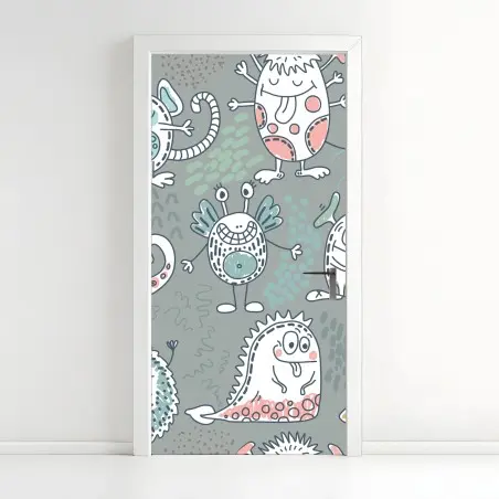 Türaufkleber verspieltes pastellmonster-muster – Pixers®