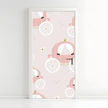 Türaufkleber rosa prinzessinnenkutsche muster – Pixers®