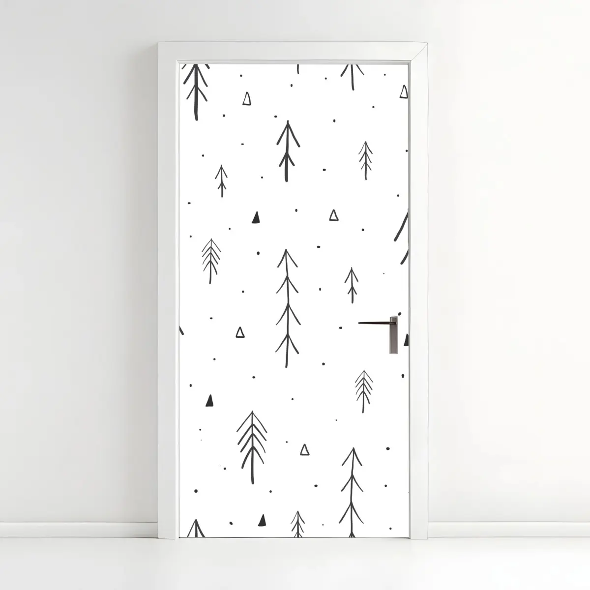 Türaufkleber minimalistisches muster mit handgezeichneten bäumen – Pixers®