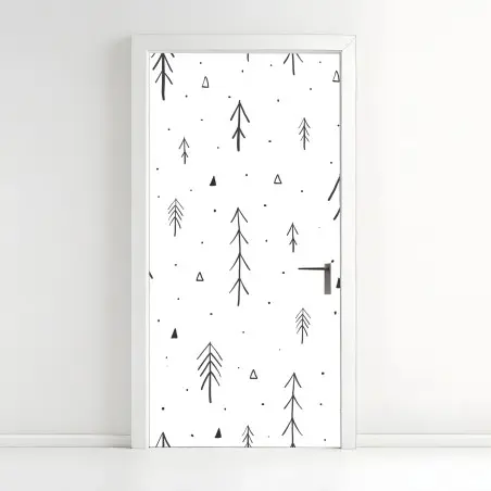 Türaufkleber minimalistisches muster mit handgezeichneten bäumen – Pixers®