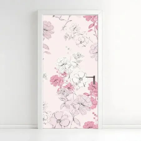 Türaufkleber zartes rosa blumenmuster – Pixers®
