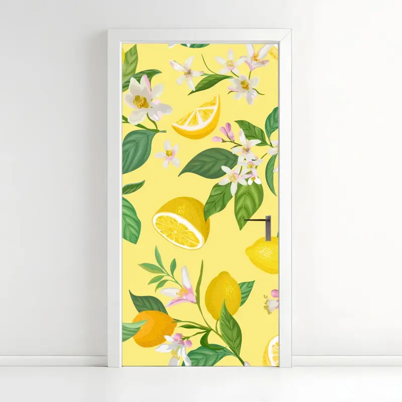 Türaufkleber zitronenblüten botanisches muster