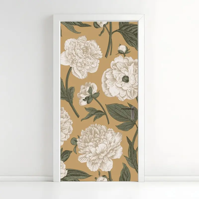 Türaufkleber vintage botanisches muster mit pfingstrosen