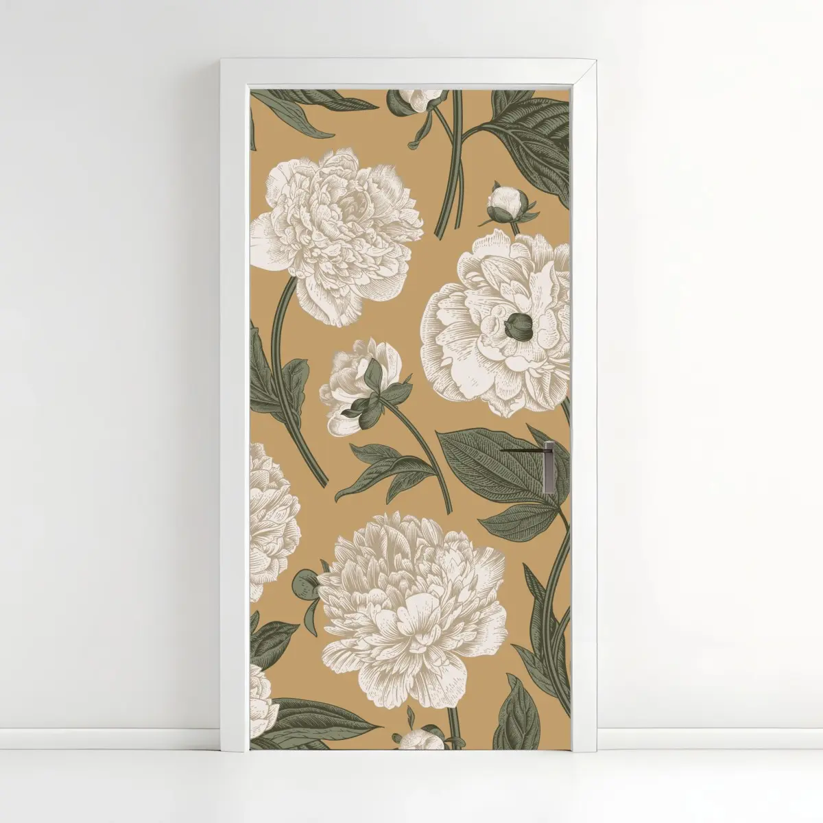 Türaufkleber vintage botanisches muster mit pfingstrosen – Pixers®