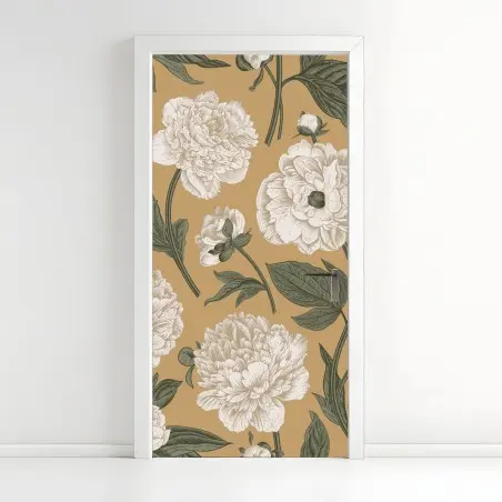 Türaufkleber vintage botanisches muster mit pfingstrosen – Pixers®