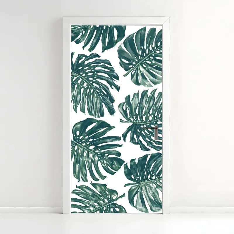 Türaufkleber monstera blatt botanisches muster