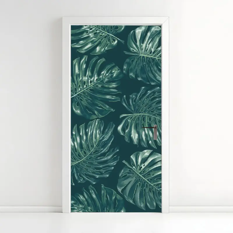 Türaufkleber tropisches monstera-blattmuster