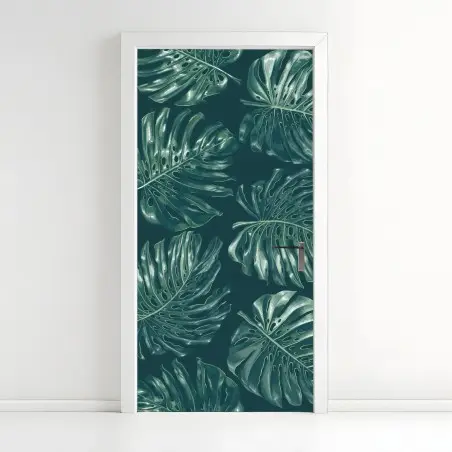 Türaufkleber tropisches monstera-blattmuster – Pixers®
