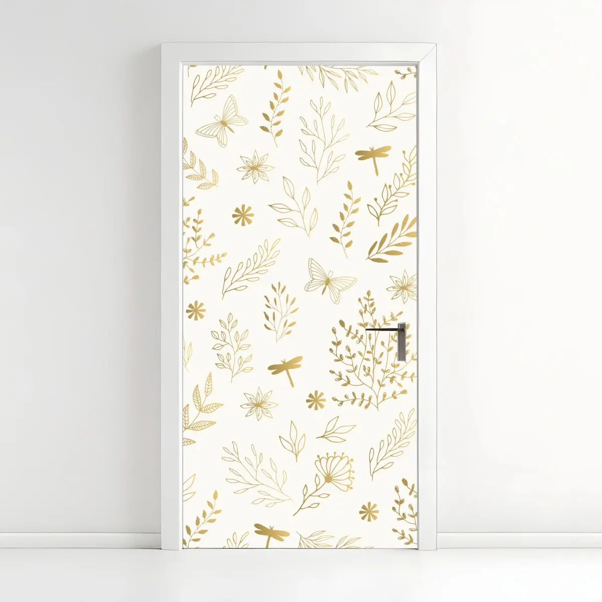 Türaufkleber goldenes botanisches muster – Pixers®