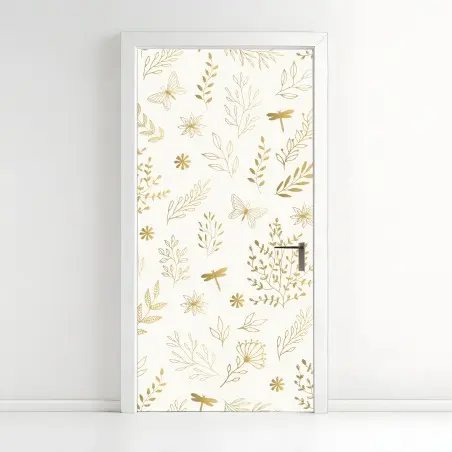 Türaufkleber goldenes botanisches muster – Pixers®