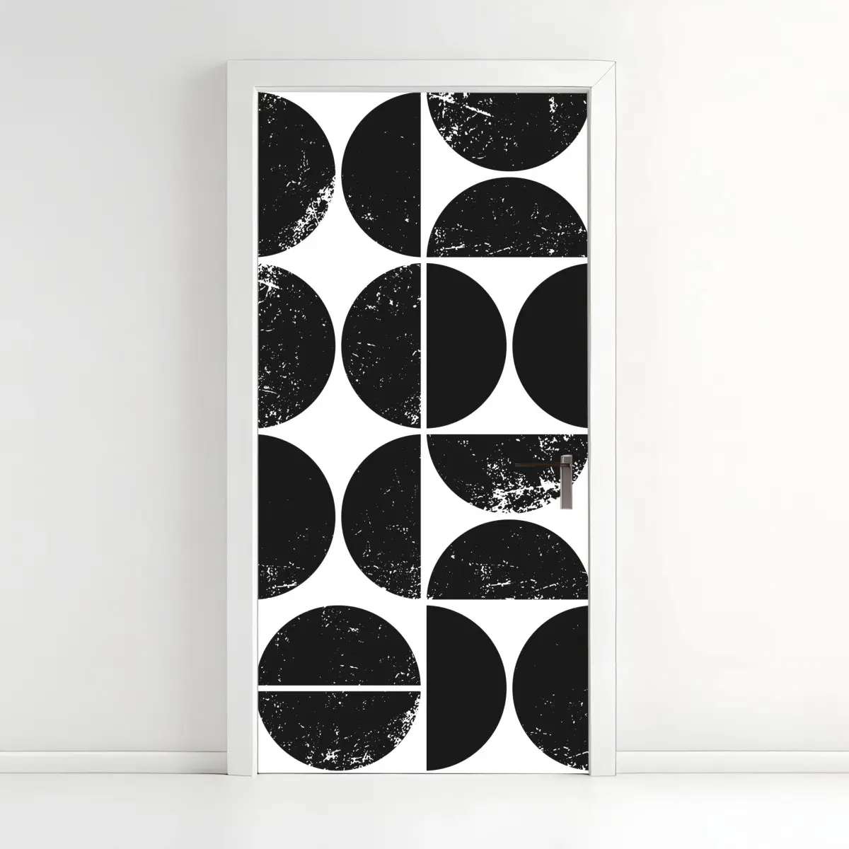 Türaufkleber schwarzes geometrisches kreismuster – Pixers®