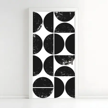 Türaufkleber schwarzes geometrisches kreismuster – Pixers®