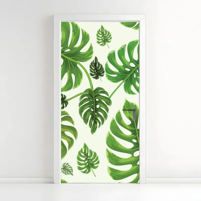 Türaufkleber tropisches monstera-blattmuster