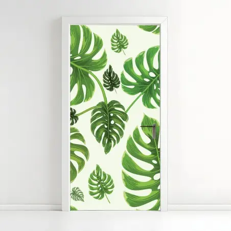 Türaufkleber tropisches monstera-blattmuster – Pixers®