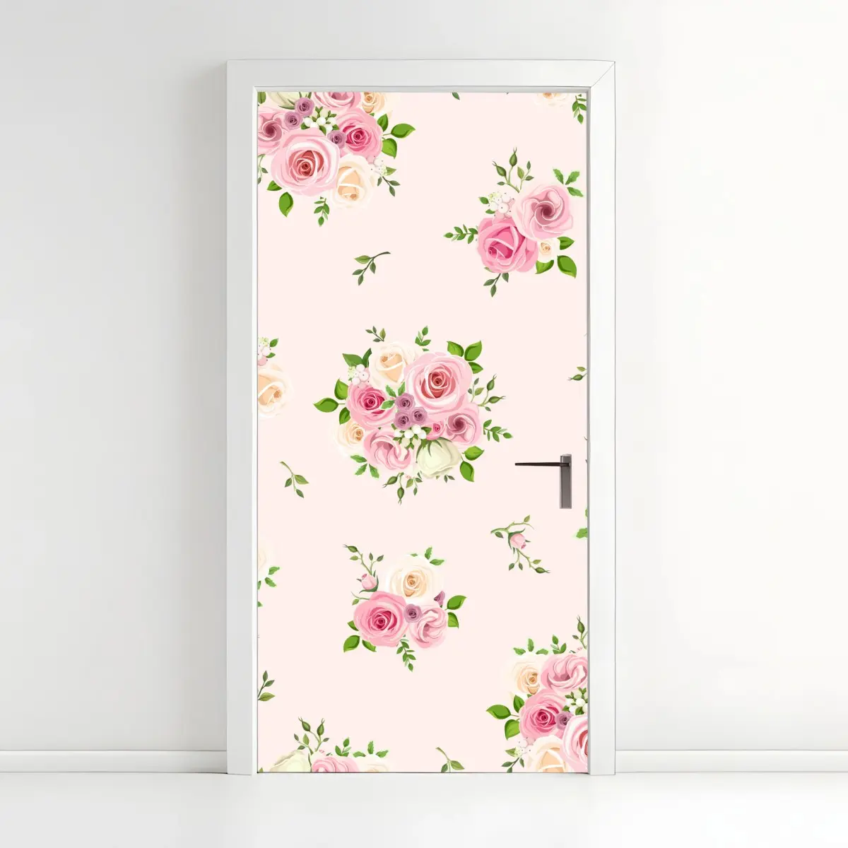 Türaufkleber zartes rosenmuster in pastellrosa – Pixers®