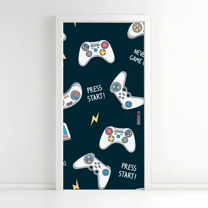 Türaufkleber retro-muster mit gamepads