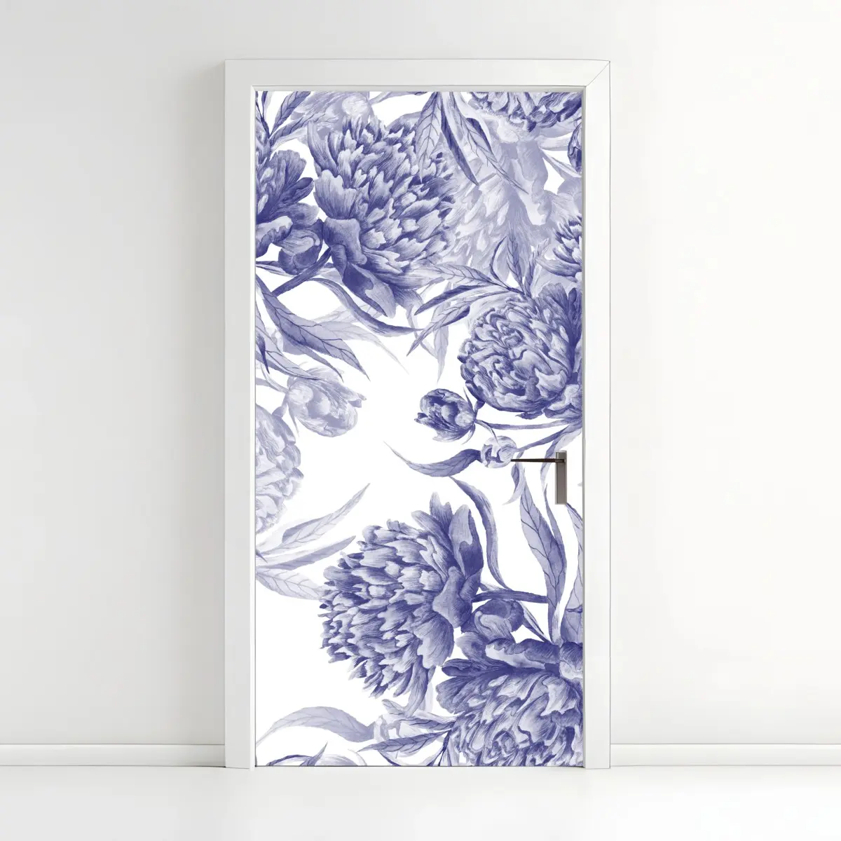 Türaufkleber blaue pfingstrosen botanisches muster – Pixers®