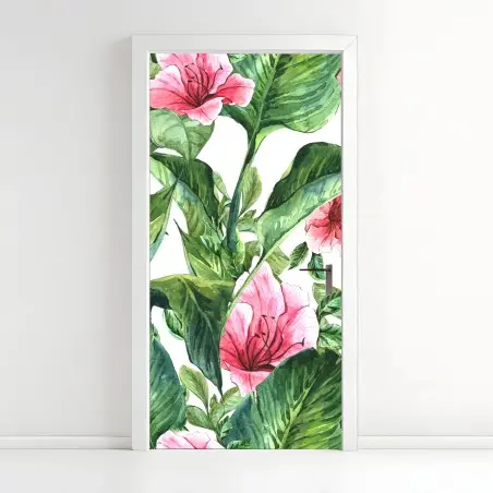 Türaufkleber rosa aquarell blumen botanikmotiv – Pixers®