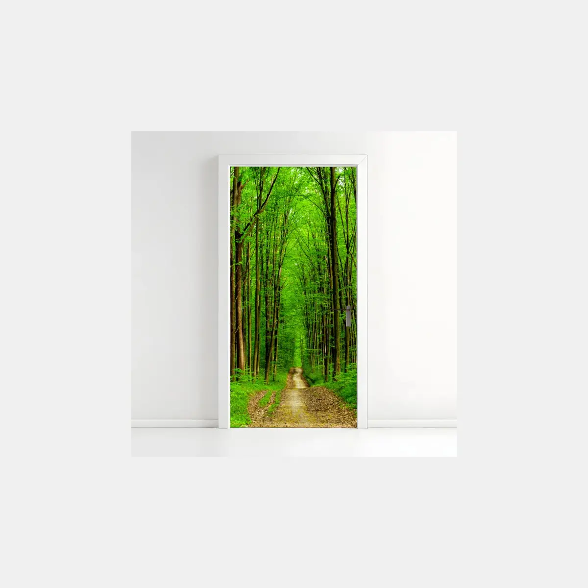 Türaufkleber grüner waldweg im frühling – Pixers®