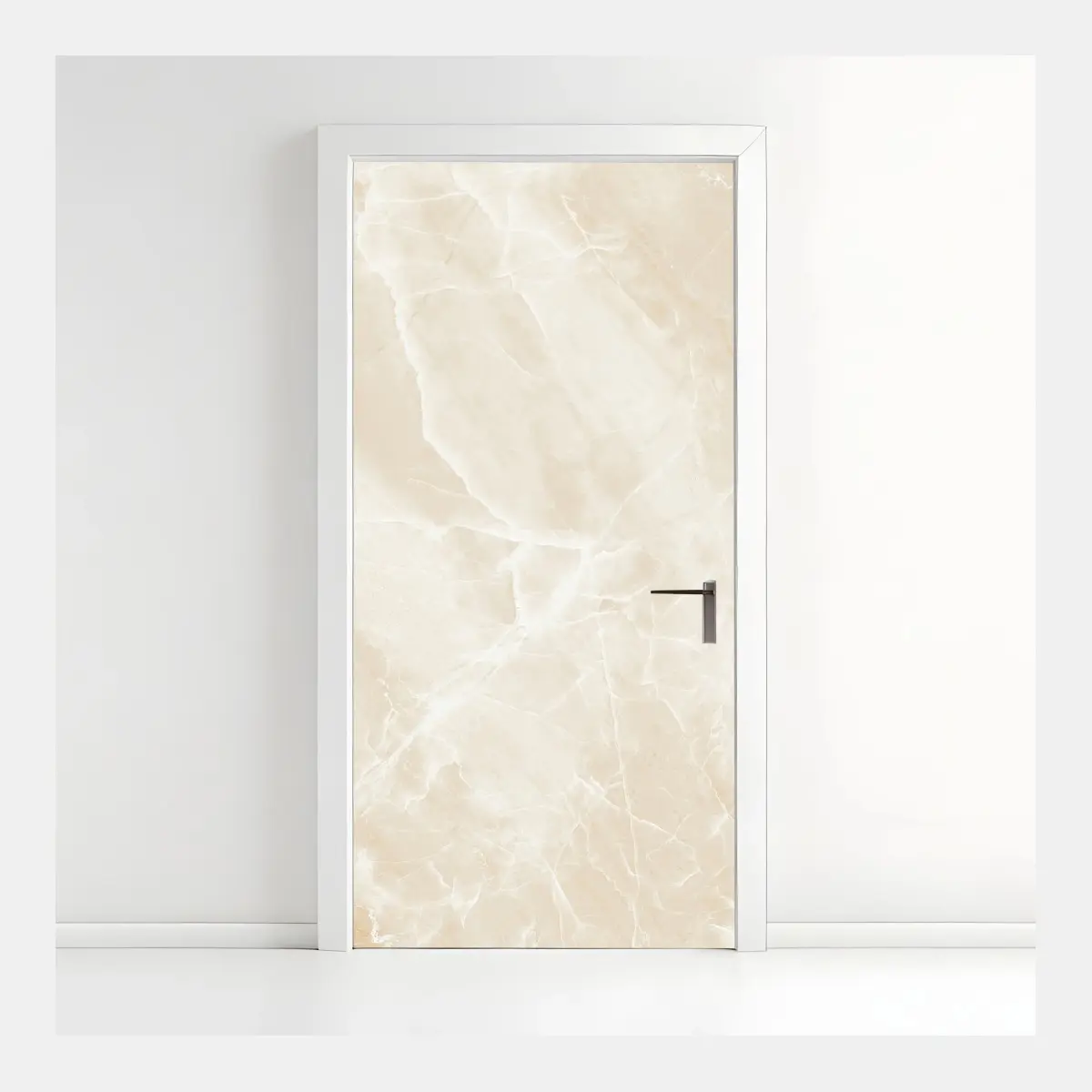 Türaufkleber beige marmorstruktur mit weißen adern – Pixers®