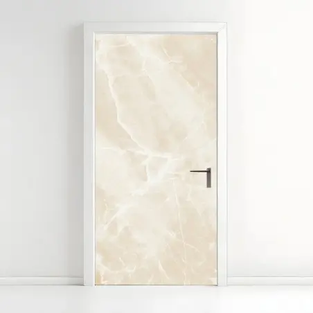 Türaufkleber beige marmorstruktur mit weißen adern – Pixers®