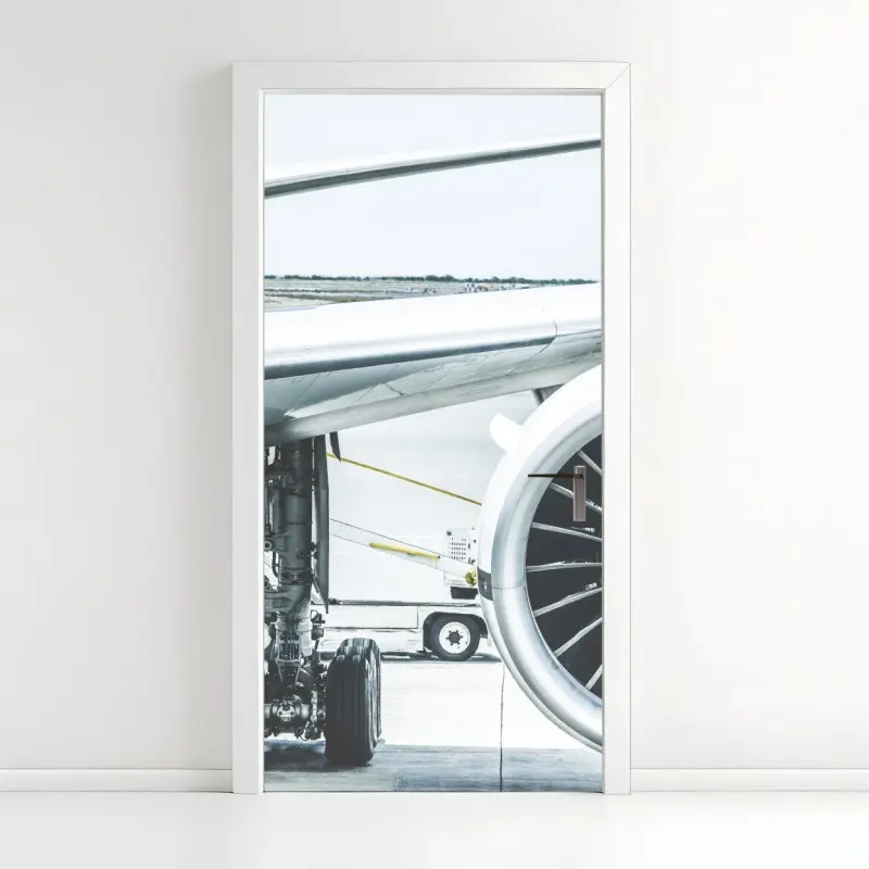 Türaufkleber nahaufnahme triebwerk am terminal
