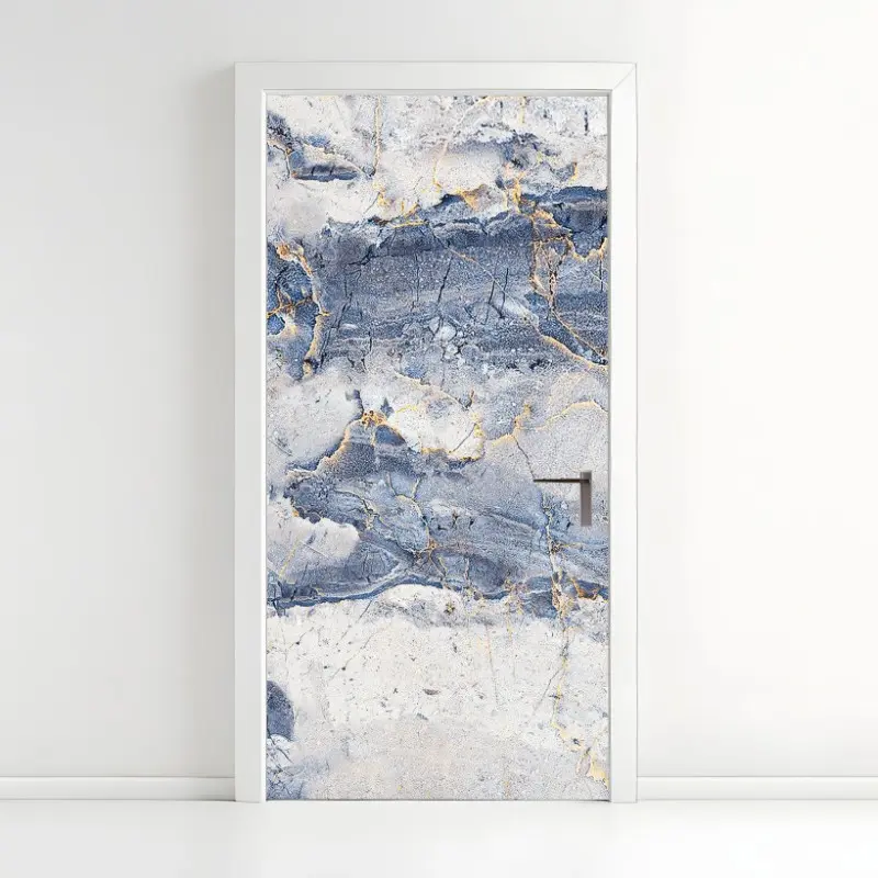 Türaufkleber blauer marmor mit goldenen adern