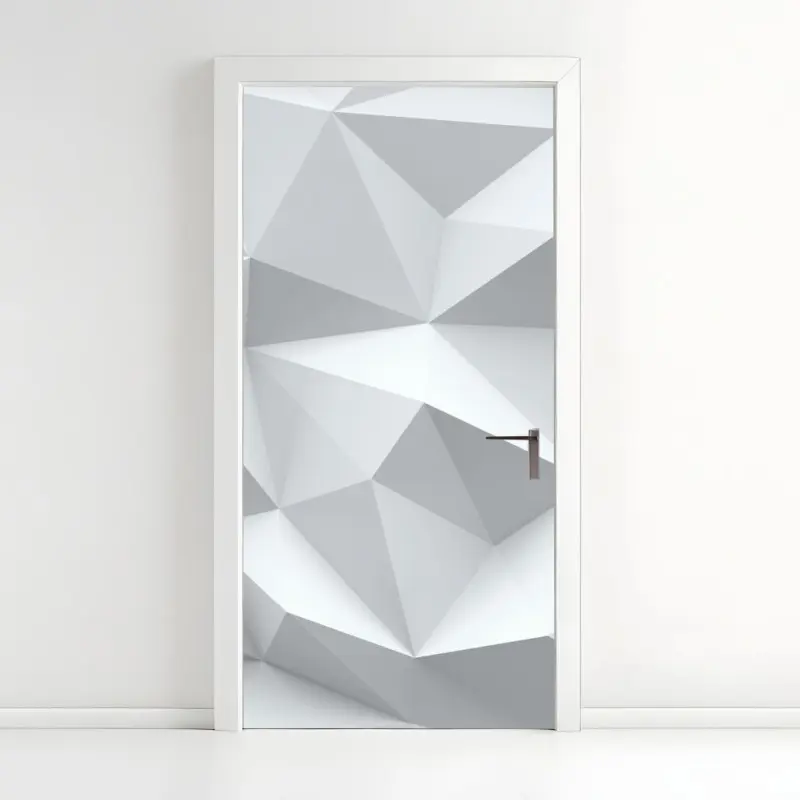 Türaufkleber weißes dreidimensionales low-poly geometrisches muster