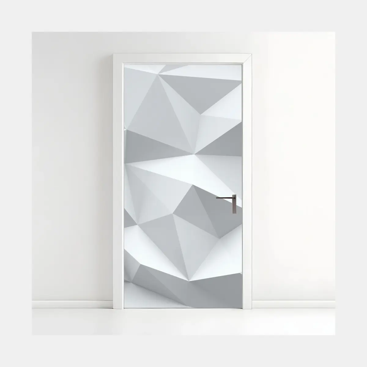 Türaufkleber weißes dreidimensionales low-poly geometrisches muster – Pixers®