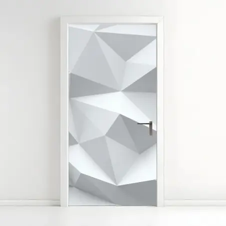 Türaufkleber weißes dreidimensionales low-poly geometrisches muster – Pixers®
