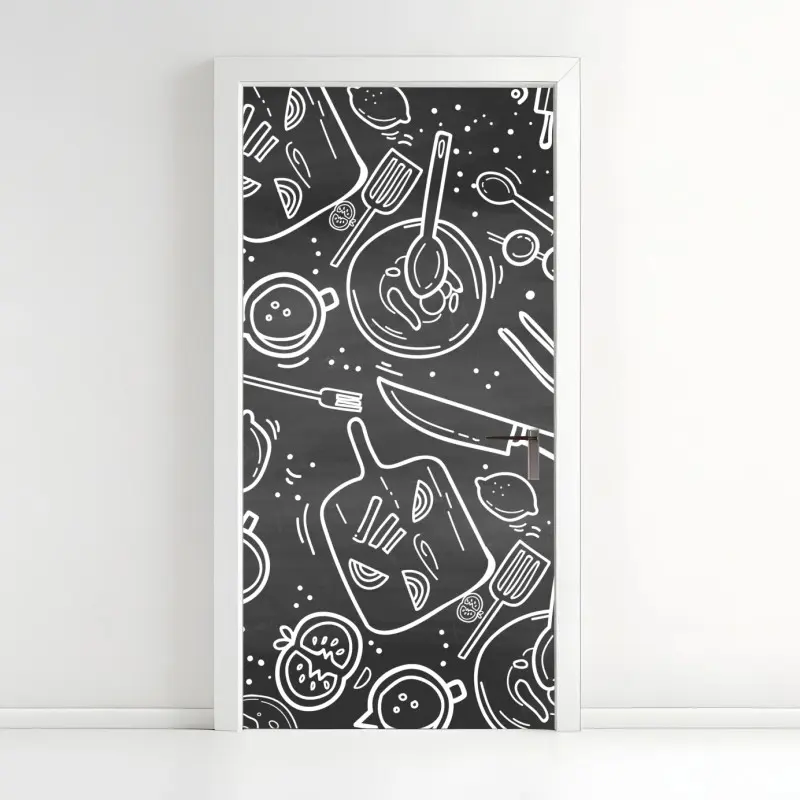 Türaufkleber küchen tafel-doodle-muster