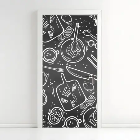 Türaufkleber küchen tafel-doodle-muster – Pixers®