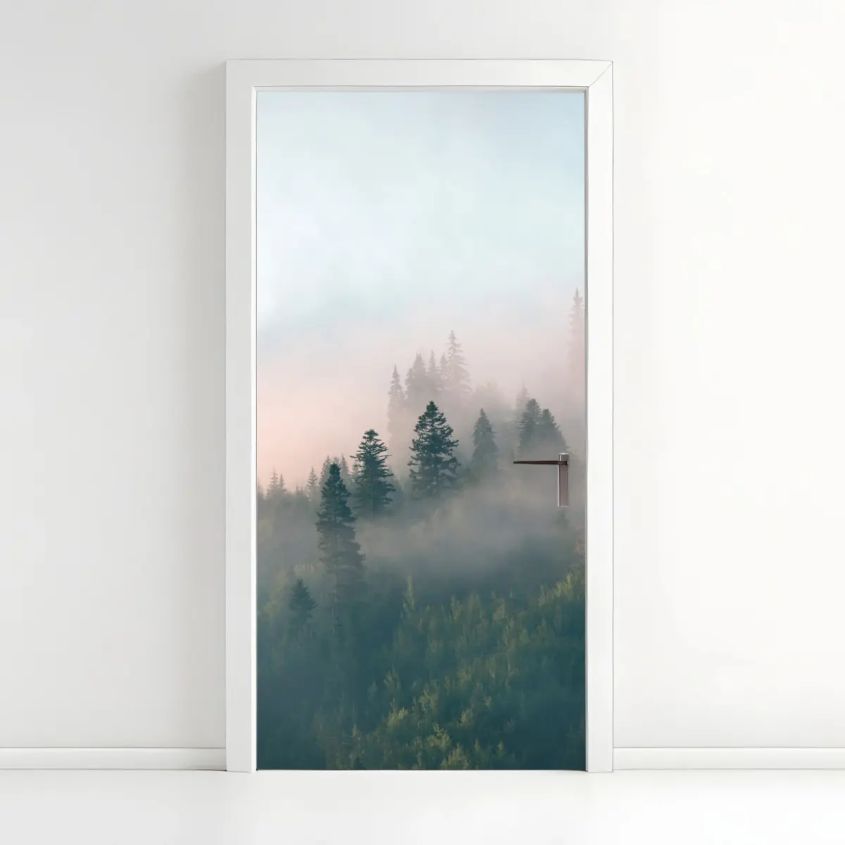 Türaufkleber nebliger morgenwald – Pixers®