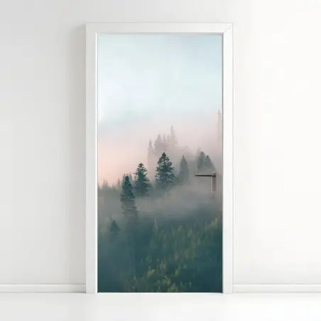 Türaufkleber nebliger morgenwald – Pixers®