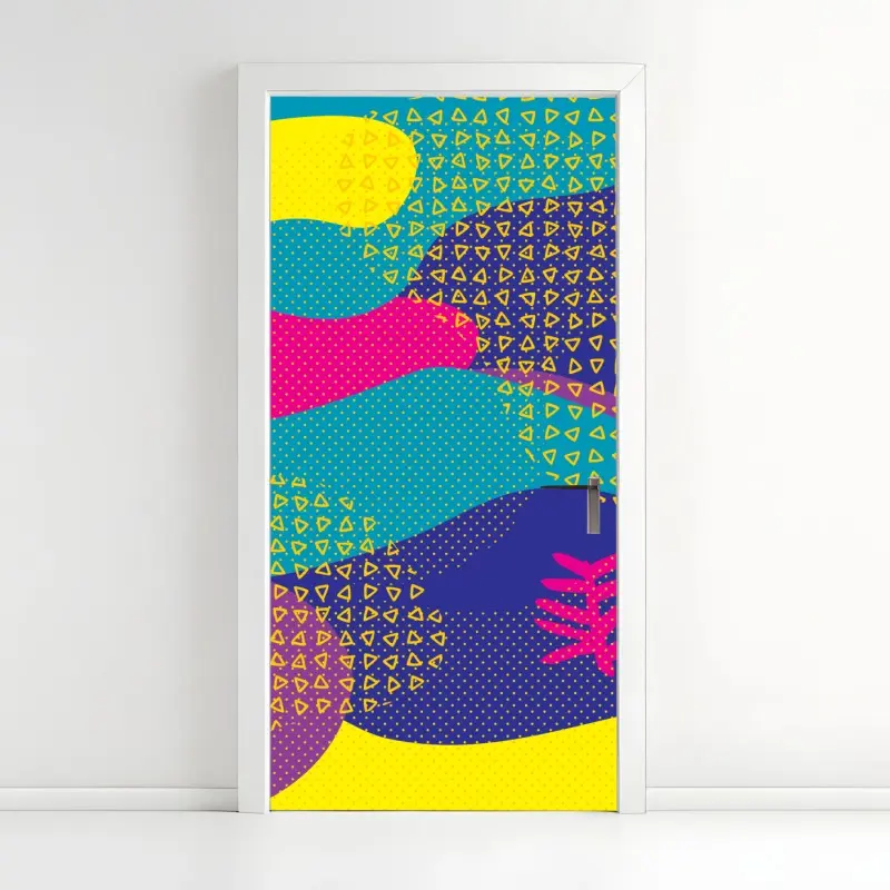 Türaufkleber lebhaftes abstraktes tropenmuster