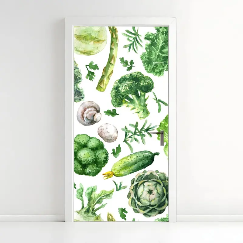Türaufkleber aquarellmuster grünes gemüse