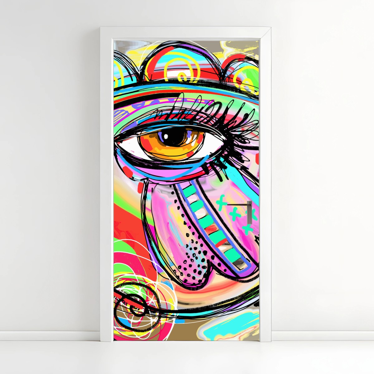 Türaufkleber lebhaftes abstraktes auge im pop-art stil – Pixers®