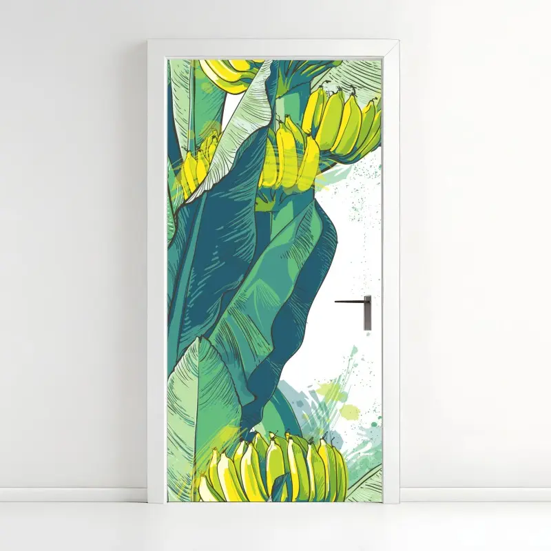Türaufkleber tropische bananenblatt-illustration