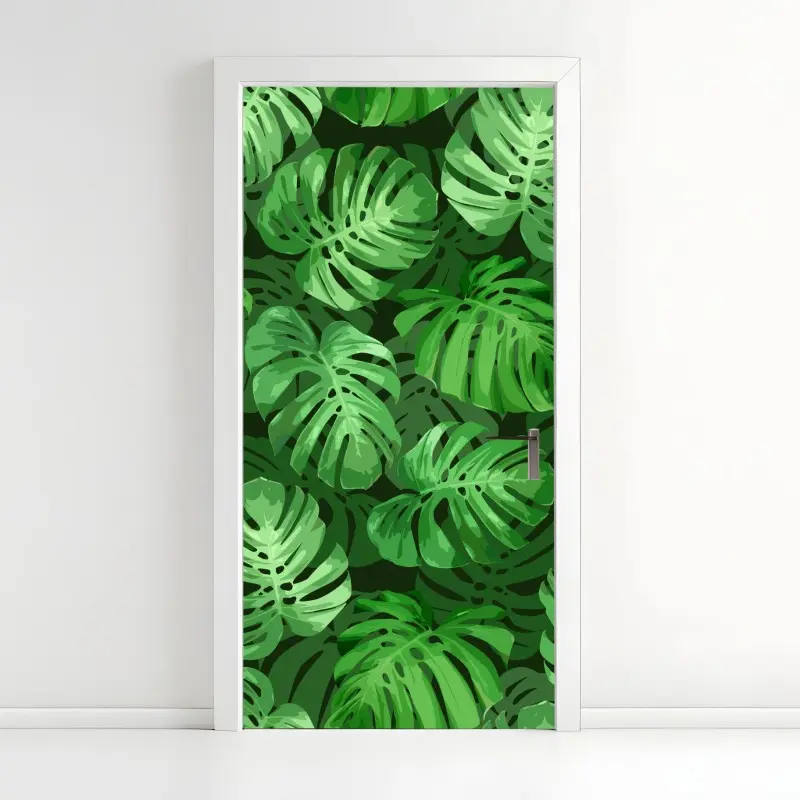 Türaufkleber tropisches monstera-blattmuster