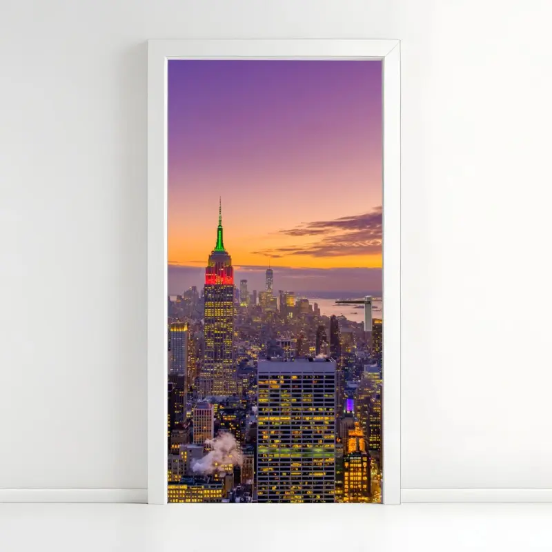 Türaufkleber lebendige New York skyline bei sonnenuntergang