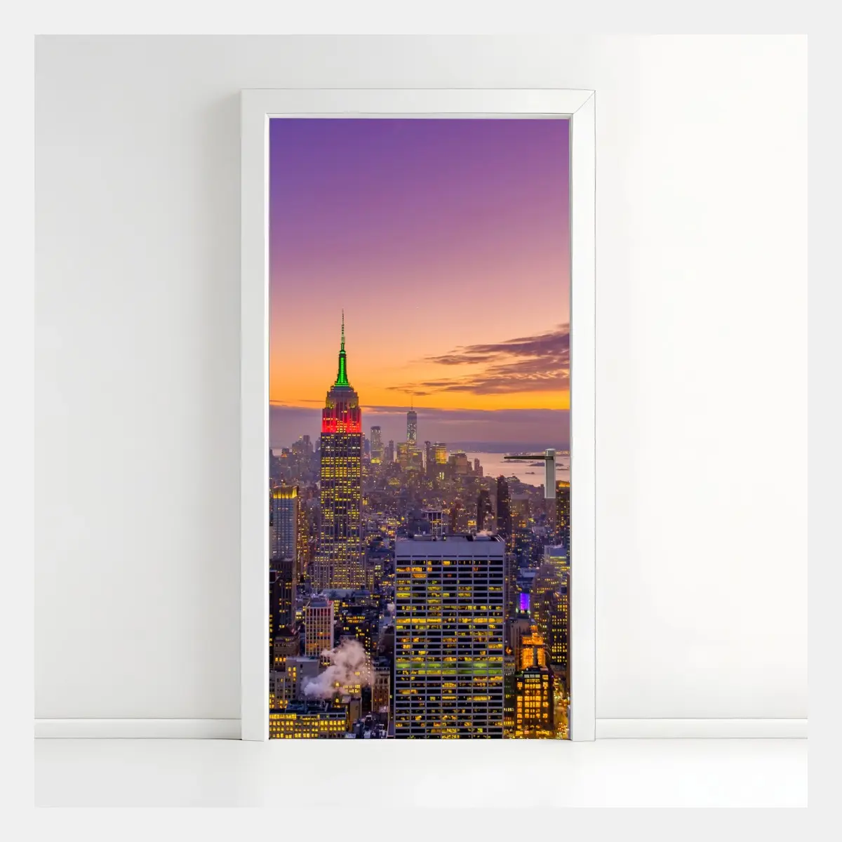 Türaufkleber lebendige New York skyline bei sonnenuntergang – Pixers®