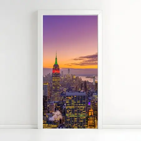 Türaufkleber lebendige New York skyline bei sonnenuntergang – Pixers®