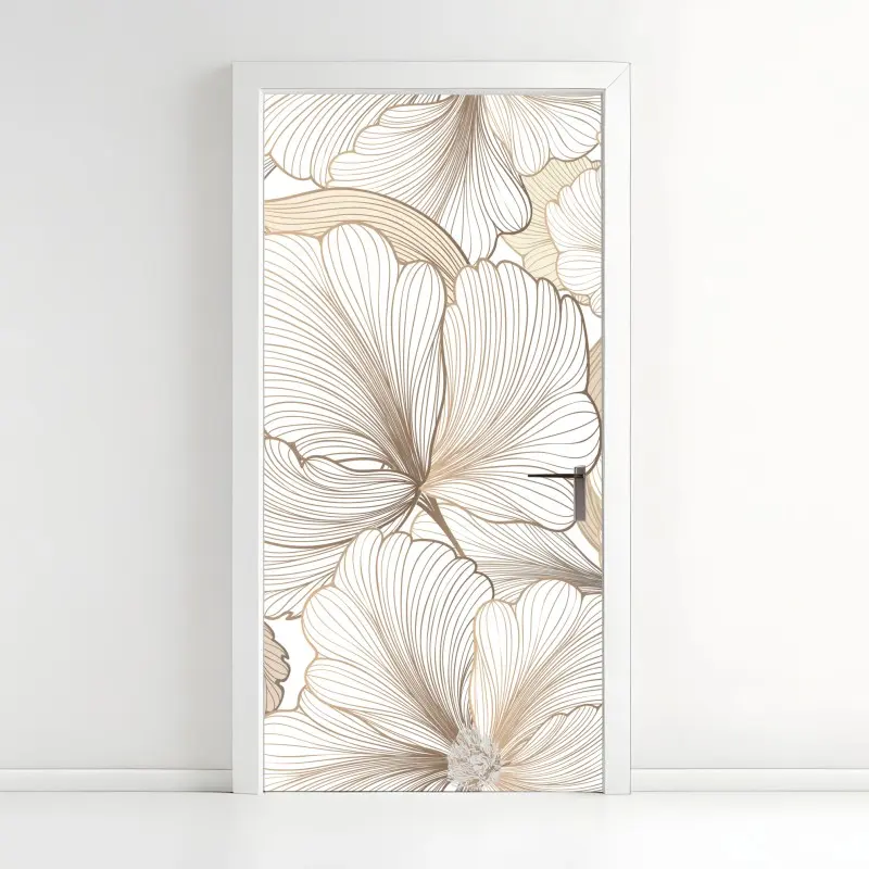Türaufkleber zarte beige blumenillustration