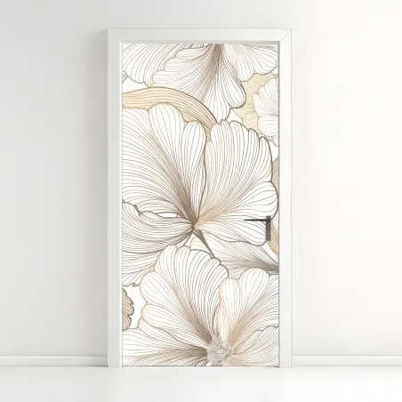 Türaufkleber zarte beige blumenillustration – Pixers®