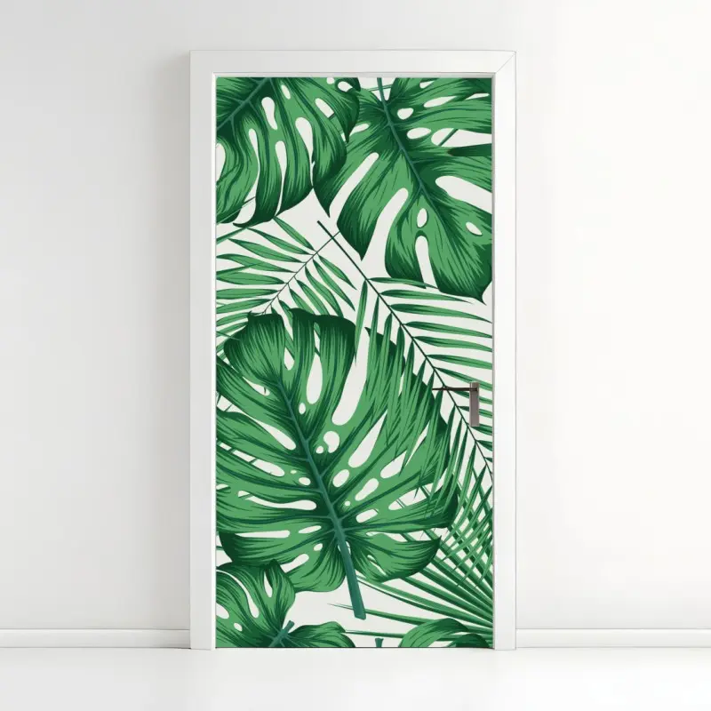 Türaufkleber tropisches monstera- und palmblättermuster