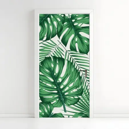 Türaufkleber tropisches monstera- und palmblättermuster – Pixers®